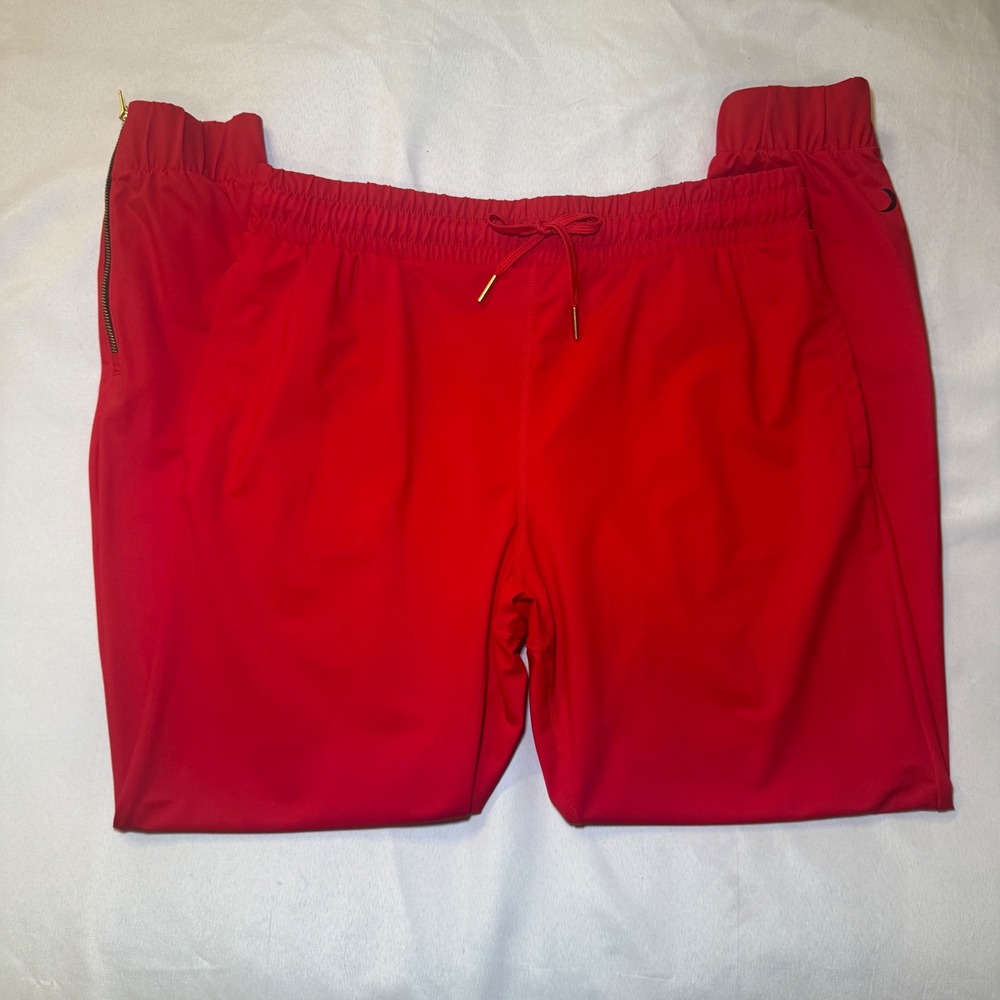 Zyia Active Red Unwind Joggers Size S Gold Ankle Zip Stretch Pants Zipper - Picture 5 of 8